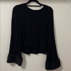 Fuzzy sleeve sweater